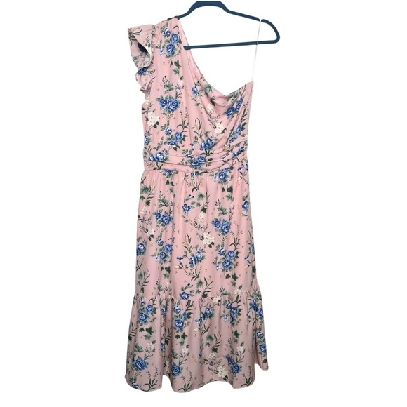ee:some Pink Floral One Shoulder Midi Dress NWT Size M - Picture 3 of 12